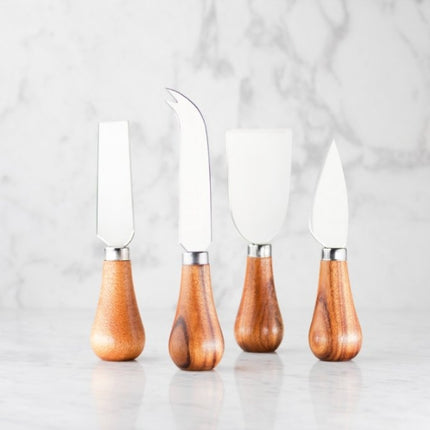 Taylor's Eye Witness Slate Étagère & Four Piece Acacia Wood Cheese Knife Set at Napev GH