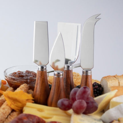 Taylor's Eye Witness Slate Étagère & Four Piece Acacia Wood Cheese Knife Set at Napev GH
