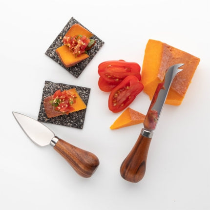 Taylor's Eye Witness Slate Étagère & Four Piece Acacia Wood Cheese Knife Set at Napev GH