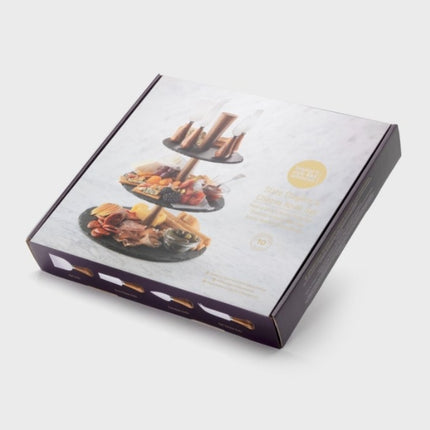 Taylor's Eye Witness Slate Étagère & Four Piece Acacia Wood Cheese Knife Set at Napev GH