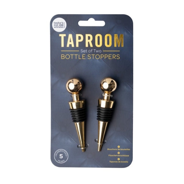 Taylor's Eye Witness Taproom Two Piece Gold Ball Bottle Stopper Set at Napev GH
