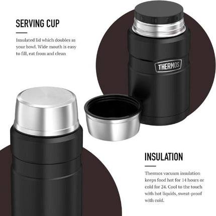 Thermos King Food Flask Stainless Steel 710ml - Matte Black at Napev GH