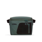 Thermos Radiance 4.5L insulated cooler bag in green and black, with a double-zip lid and zippered front pocket.