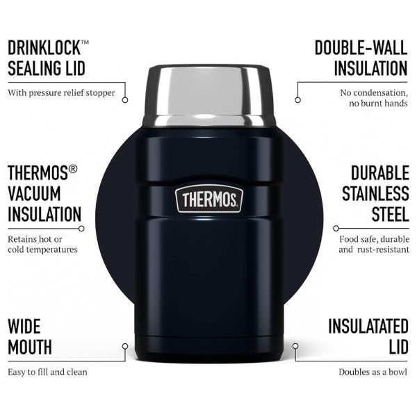 Thermos Stainless Steel King Food Flask 0.71ltr - Blue at Napev GH