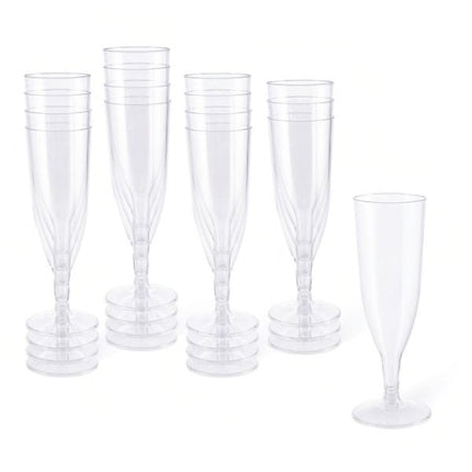 Essential Clear Plastic Champagne Flute | Pack of 8 | Napev