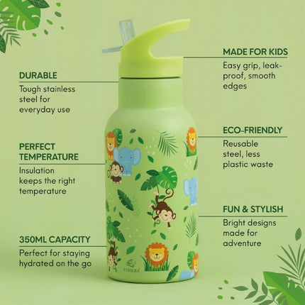 Viners Jungle Water Bottle Flip Straw 350ml at Napev GH