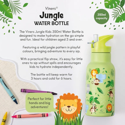 Viners Jungle Water Bottle Flip Straw 350ml at Napev GH