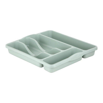 Wham Casa small cutlery tray in sage green with multiple moulded compartments for organising utensils.