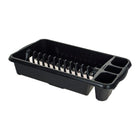 Wham Casa Midnight medium dish drainer shown from the opposite angle, highlighting its deep basin and cutlery sections.