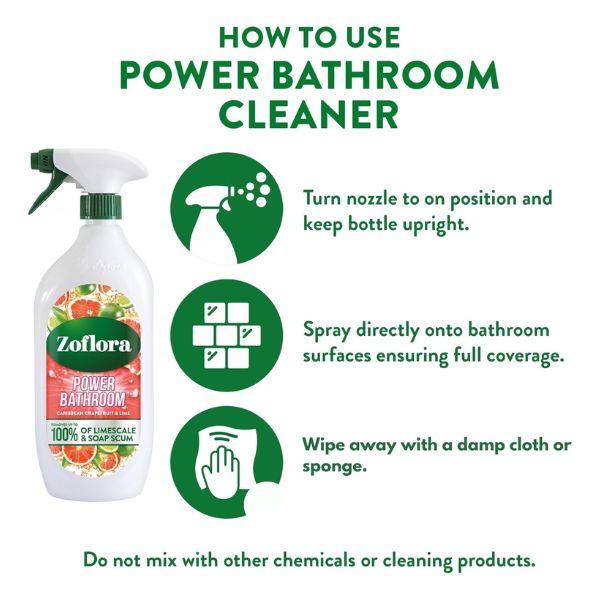 Zoflora Power Bathroom Cleaner Caribbean Grapefruit & Lime 800ml at Napev GH