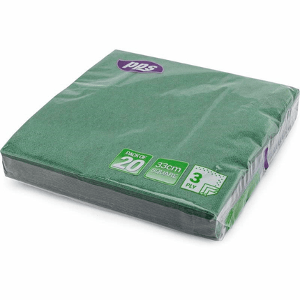 PPS 3Ply 33cm Paper Napkins Green | Pack of 20 | Napev