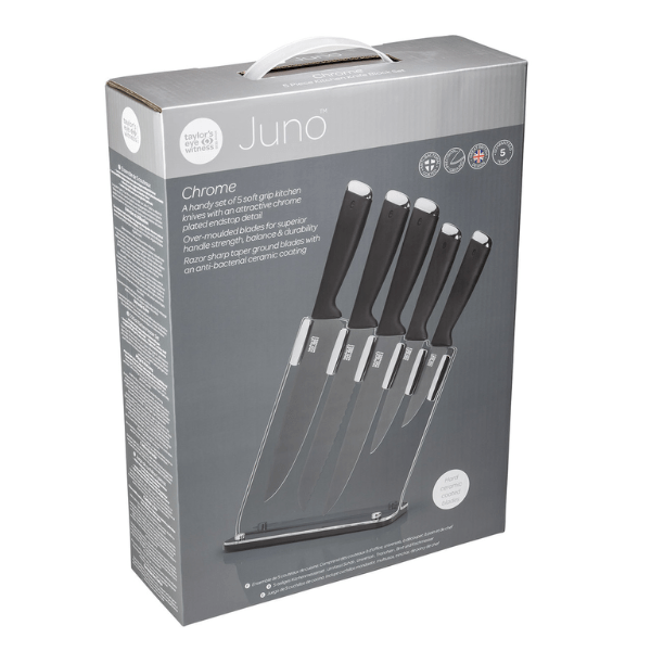 Taylors Eye Witness Juno Chrome 5 Pcs Knife Block Set napev