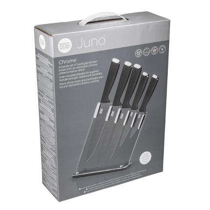 Taylors Eye Witness Juno Chrome 5 Piece Kitchen Knife Block Set | Napev