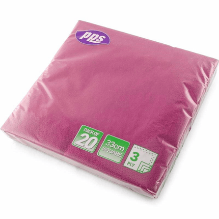 PPS 3Ply 33cm Paper Napkins Burgundy | Pack of 20 | Napev