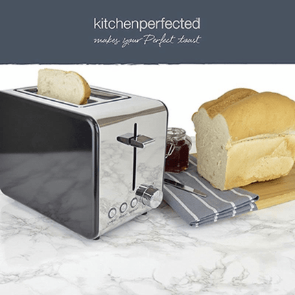 KitchenPerfected Black 2 Slice Toaster - Chrome | Napev