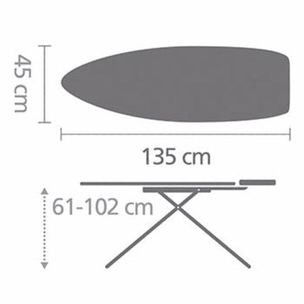 Dimensions for Branbantia Premium Comfort Ironing Board (D)